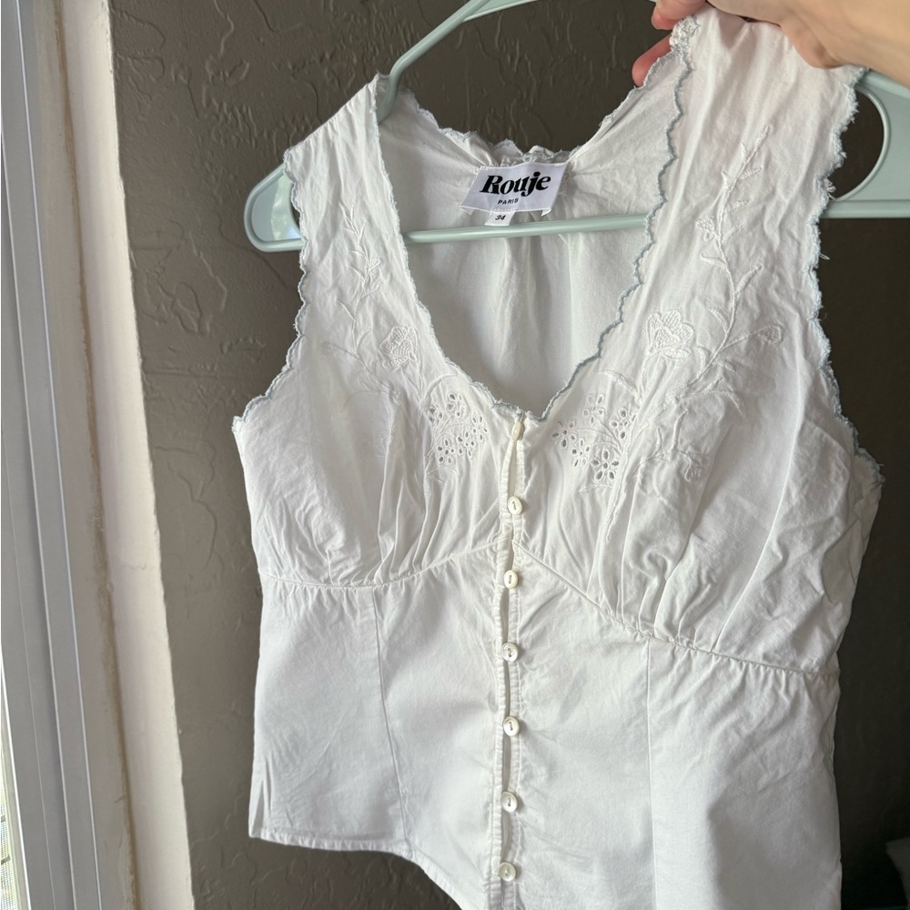 Rouje Paris White Sleeveless Blouse